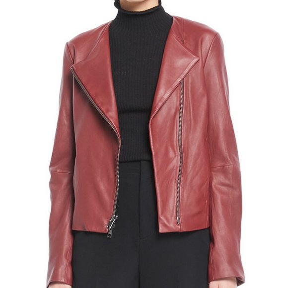 NWT Vince Asymmetric Zip Leather Jacket - Picture 1 of 13